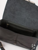 Женская сумка через плечо из натуральной кожи черная Divalli A010 black gra