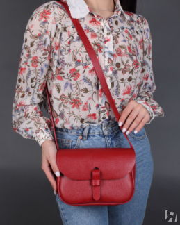 Женская сумка через плечо из натуральной кожи красная A016 ruby grain