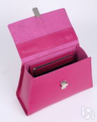 Женская сумка трапеция из натуральной кожи розовая A023 fuchsia