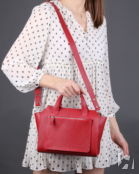 Женская сумка тоут из натуральной кожи красная A018 ruby mini grain