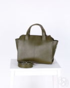 Женская сумка тоут из натуральной кожи хаки A018 khaki mini grain