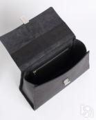 Женская сумка трапеция из натуральной кожи черная A023 black grain