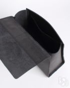Женская сумка трапеция из натуральной кожи черная A023 black grain