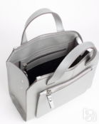 Женская сумка тоут из натуральной кожи серебристая A018 silver mini grain