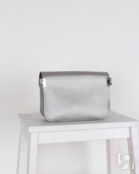 Женская сумка через плечо из натуральной кожи серебряная A001 silver grain