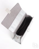 Женская сумка трапеция из натуральной кожи серебристая A023 silver mini gra