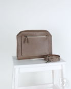 Женская кожаная сумка кросс-боди серо-бежевая A017 taupe grain