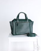 Женская сумка тоут из натуральной кожи изумрудная A018 emerald mini grain