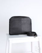 Женская кожаная сумка через плечо A017 black grain черная
