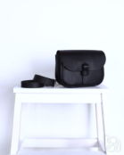 Женская поясная сумка из натуральной кожи черная A016 black mini grain