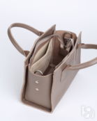 Женская кожаная сумка тоут серо-бежевая A027 taupe mini grain