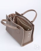 Женская кожаная сумка тоут серо-бежевая A027 taupe mini grain