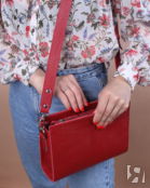 Женская кожаная сумка кросс-боди красная A025 ruby mini grain