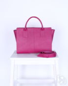 Женская сумка тоут из натуральной кожи розовая A027 fuchsia grain