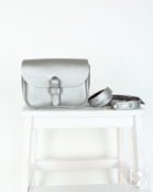 Женская поясная сумка из натуральной кожи серебро A016 silver mini grain
