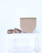 Женская кожаная поясная сумка бежевая A026 beige grain