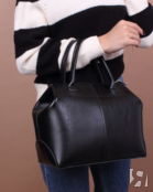 Женская кожаная сумка саквояж-трансформер черная A0201 mini