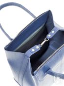 Женская кожаная сумка саквояж-трансформер синяя A020 sapphire mini grain
