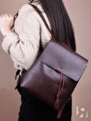 Женский кожаный рюкзак бордовый B003 burgundy grain