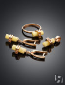 Изысканные золотые серьги с натуральным медовым янтарём «Скандинавия» Amber