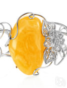 Серебряный браслет с натуральным янтарём медового цвета «Филигрань» Amberho
