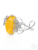 Серебряный браслет с натуральным янтарём медового цвета «Филигрань» Amberho