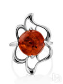 Кольцо из серебра 925 пробы с вставкой из натурального янтаря «Юнона» Amber
