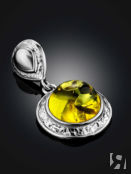 Круглый серебряный кулон с вставкой из натурального лимонного янтаря «Ампир