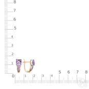 Серьги с 2 аметистами и 20 фианитами из комбинированного золота 094866_02_01_005_0327 фото 3