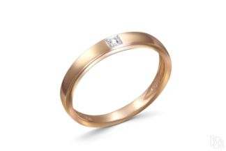 Обручальное кольцо с бриллиантом из красного золота