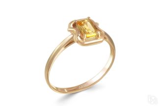 Кольцо с цитрином из жёлтого золота