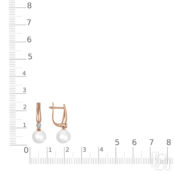 Серьги с 2 жемчужинами и 12 бриллиантами из красного золота 094628_02_01_005_0159 фото 3