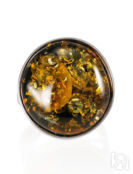 Серебряное кольцо «Глянец» с вставкой натурального искрящегося зеленого янт