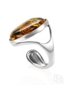 Серебряное кольцо «Глянец» с вставкой натурального искрящегося зеленого янт