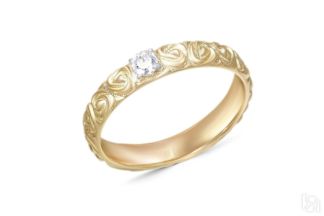 Кольцо с бриллиантом из жёлтого золота
