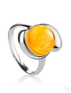 Серебряное кольцо «Арго» со вставкой из натурального медового янтаря Amberh