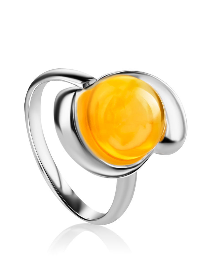 Серебряное кольцо «Арго» со вставкой из натурального медового янтаря Amberh