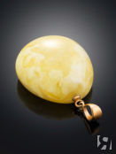 Эффектный кулон-капля из золота и натурального балтийского медового янтаря