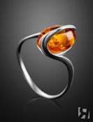 Небольшое кольцо «Милан» из серебра и золотистого янтаря Amberholl