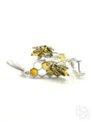 Эксклюзивные серьги из серебра и натурального медового янтаря «Винни Пух» A
