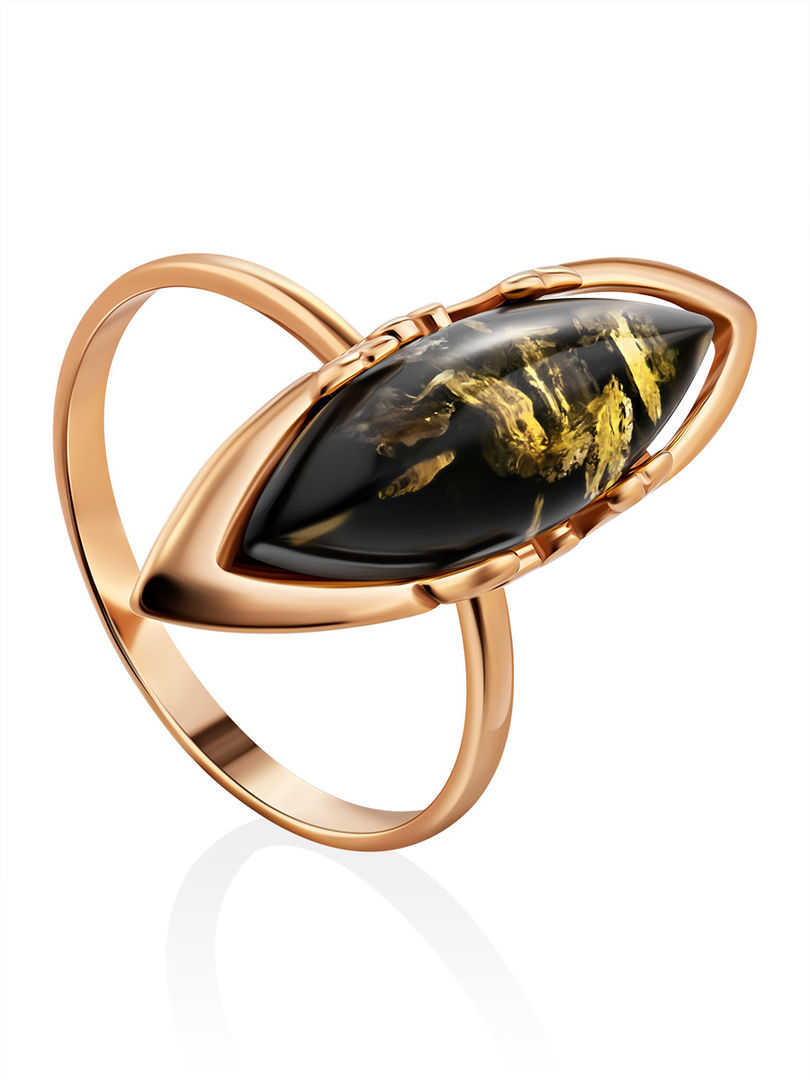 Изысканное кольцо «Годива» из натурального балтийского янтаря