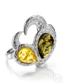 Яркое кольцо из серебра и балтийского янтаря «Лирика» Amberholl