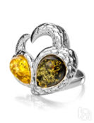 Яркое кольцо из серебра и балтийского янтаря «Лирика» Amberholl