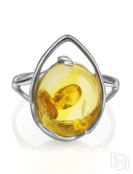 Серебряное кольцо с натуральным лимонным янтарём «Селена» Amberholl