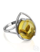 Серебряное кольцо с натуральным лимонным янтарём «Селена» Amberholl