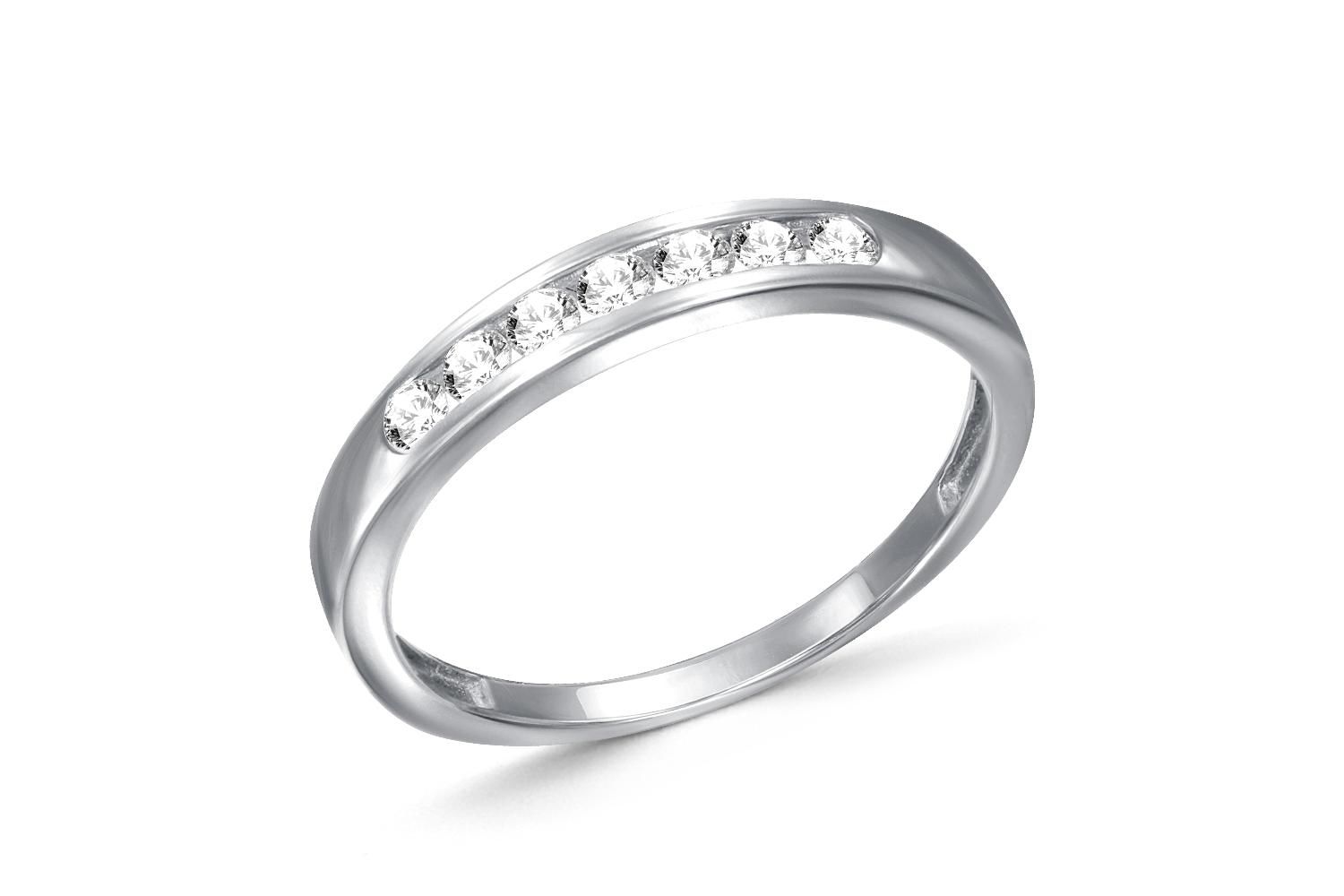 Обручальное кольцо с 7 бриллиантами из белого золота