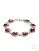Женственный браслет из серебра 925 пробы и янтаря вишнёвого цвета «Флоренци