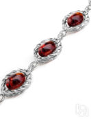 Женственный браслет из серебра 925 пробы и янтаря вишнёвого цвета «Флоренци