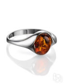 Красивое серебряное кольцо с цельным коньячным янтарём «Суламита» Amberholl
