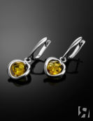 Очаровательные серьги из серебра и натурального лимонного янтаря «Валенсия»